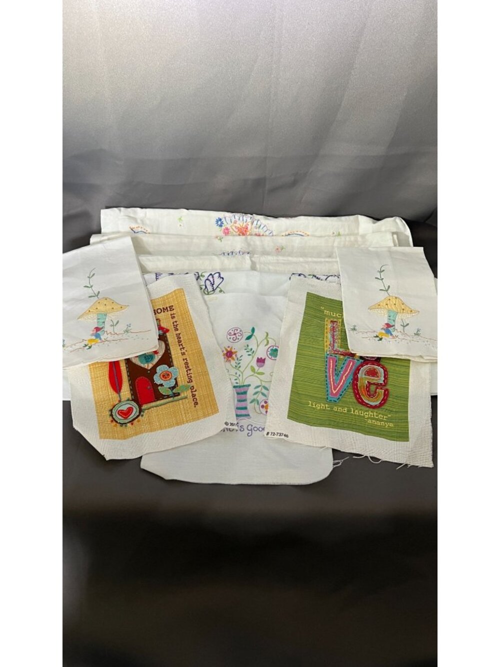Vintage Embroidered Fabric Squares & Linens Collection